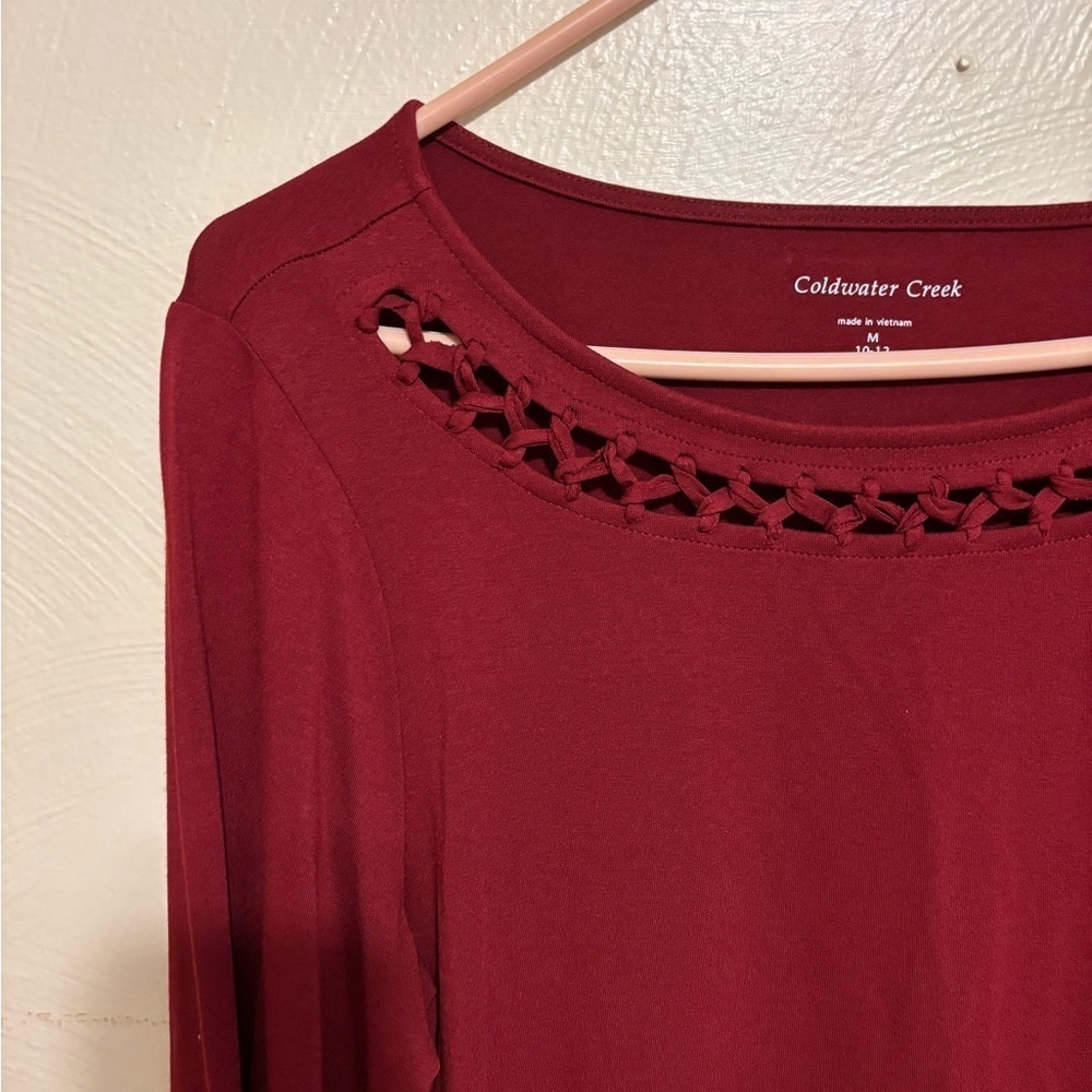 NWT Women’s Coldwater Creek Maroon Top Size M - Picture 6 of 9